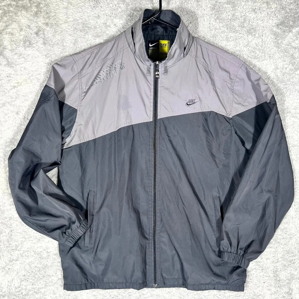 Nike Air Max Just Do It Windbreaker Jacket Mens 2XL Black Gray Waterproof Zip Up